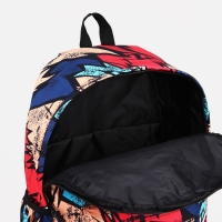 Рюкзак школьный из текстиля на молнии, 3 кармана, цвет красный/синий