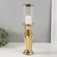 Подсвечник керамика, стекло на 1 свечу "Арте" d=7,5 см золото 9х9х37,5 см