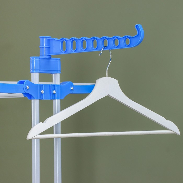 Сушилка для белья напольная трёхуровневая Доляна, 75(126)&times;64&times;170 см, рабочая длина 16 м, на колёсах