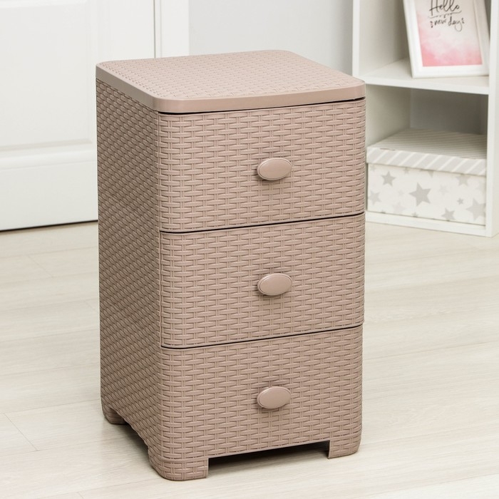 Комод 3-х секционный &laquo;Плетёнка&raquo;, 37,5&times;36&times;63 см, цвет какао