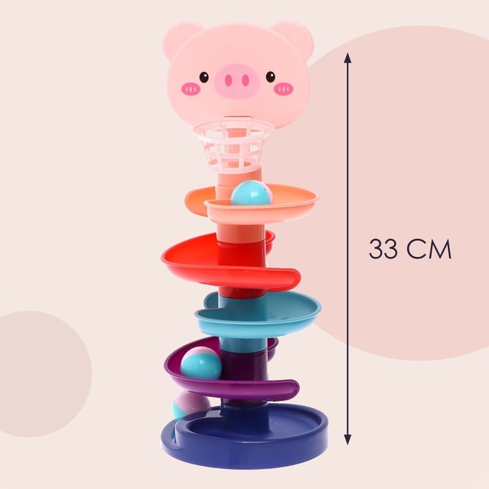 Развивающая пирамидка &laquo;Попади в корзину&raquo;, 6 элементов, свинка