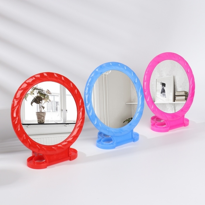 Зеркало настольное - подвесное &laquo;Круг&raquo;, с рамкой под фотографию, d зеркальной поверхности 12,5 см, цвет МИКС