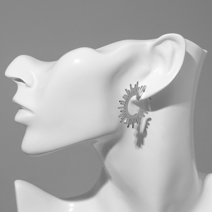 Серьги металл &laquo;Атмосфера&raquo; солнце, ярило, цвет серебро