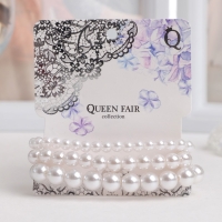 Браслет 3 ряда &laquo;Жемчужина&raquo; шар № 4,5,6, цвет белый, d=7 см