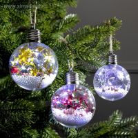 Набор ёлочных шаров &laquo;Мишура звёзды&raquo; 3 шт., батарейки, 5 LED, свечение белое