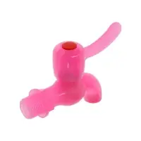 Кран водоразборный ZEIN, 1/2", с плоской ручкой, PP, шаровой механизм, розовый