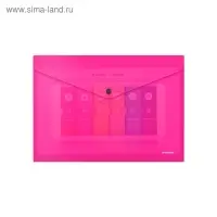 Папка-конверт на кнопке А4, 180 мкм, ErichKrause Glossy Neon, глянцевая, пластиковая, полупрозрачная, микс