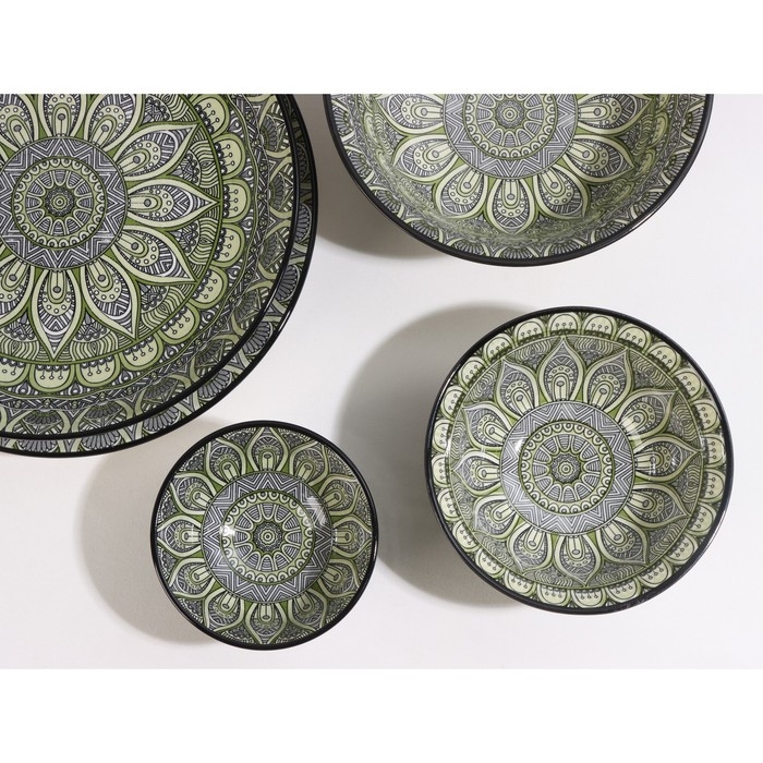 Салатник керамический Доляна &laquo;Мирсоле&raquo;, 680 мл, d=16 см, цвет зелёный