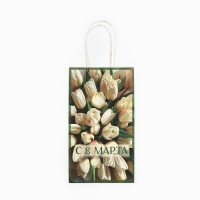 Пакет подарочный крафт &laquo;8 марта&raquo;, тюльпаны 12 &times; 21 &times; 9 см