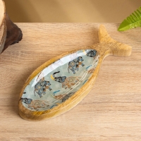 Блюдо в форме рыбки "Мудрый слон" дерево манго 25,5х10х2 см