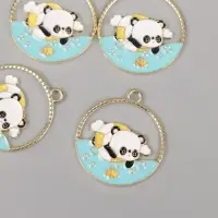 Декор для творчества металл, эмаль "Пандочка в море" 2,8х2,5 см