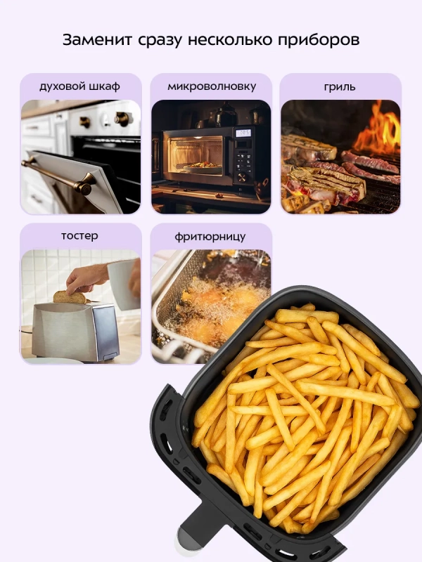 Аэрогриль электрический КТ-2284 - 6.5 л - 1800 Вт