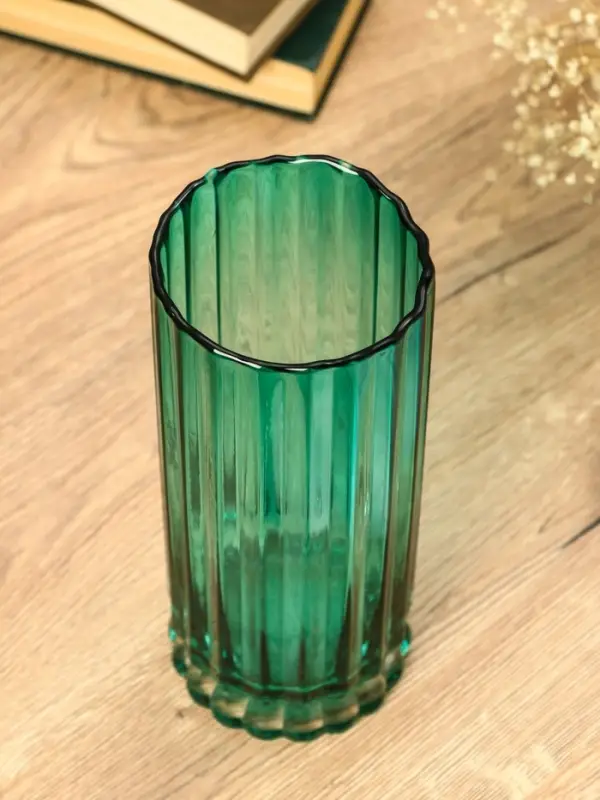 Ваза стекло настольная "Верена" 25,5х10 см, зелёный