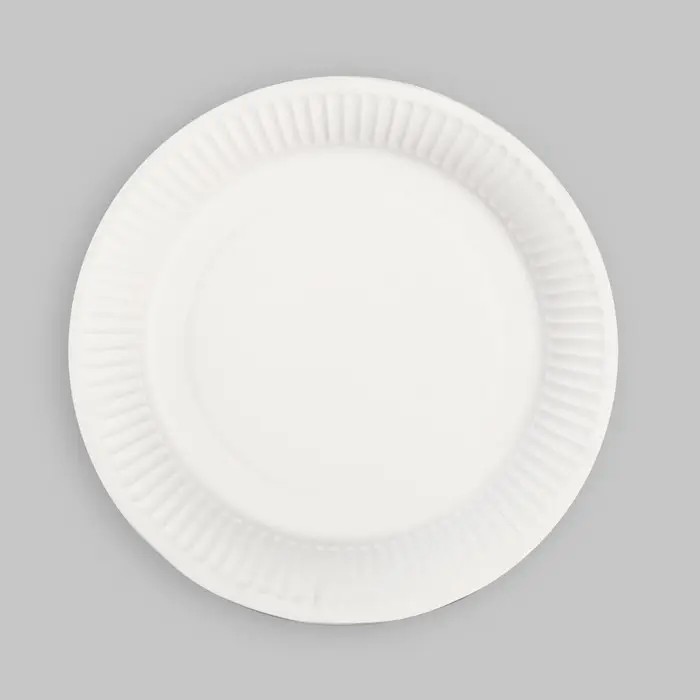 Тарелка одноразовая бумажная однотонная, розовая