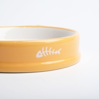 Миска керамическая "Голова кота 5" 200 мл, 15 x 3,5 cм, белая/оранжевая