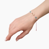 Браслет-оберег &laquo;Красная нить&raquo; женский, защита, кольцо мини, голубо-белый в золоте, d=6