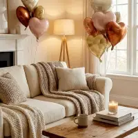 Воздушные шары фольгированные 17" "Сердце" цвет шоколадный сатин, набор 5 штук