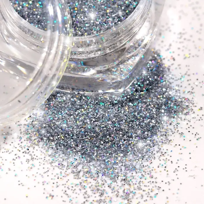 Блёстки для декора ногтей, мелкие, цвет серебристый голографический