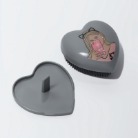 Расчёска массажная &laquo;Сердце&raquo;, складная, 8.5&times;8.5 см, серая