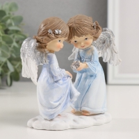 Сувенир полистоун "Ангелочки в голубых платьях" 12,5х7х12 см