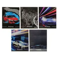 Тетрадь 48 листов в клетку, Calligrata &laquo;Авто&raquo;, обложка мелованный картон, серые листы, МИКС