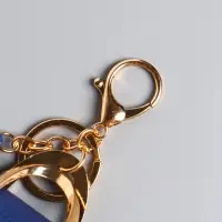 Брелок кожзам с карабином, с кистью "Саквояж" синий 7,5х4х7 см