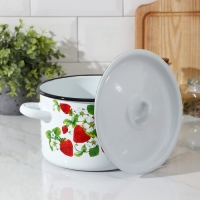 Кастрюля эмалированная цилиндрическая &laquo;Клубничная поляна&raquo;, 2,9 л