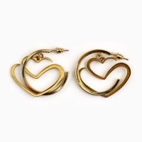 Серьги - кольца с подвесом сердцем &laquo;Для нежного образа&raquo;, 3 см