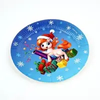 Тарелка бумажная "Лошадка в шапке" ,  голубая 18 см