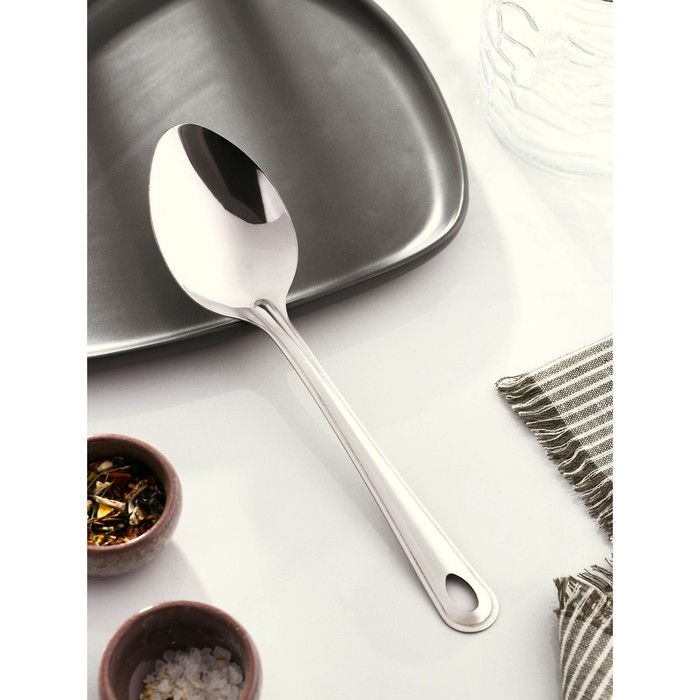 Ложка гарнирная из нержавеющей стали Доляна &laquo;Виктория&raquo;, 30 мл, h=25 см, цвет серебряный