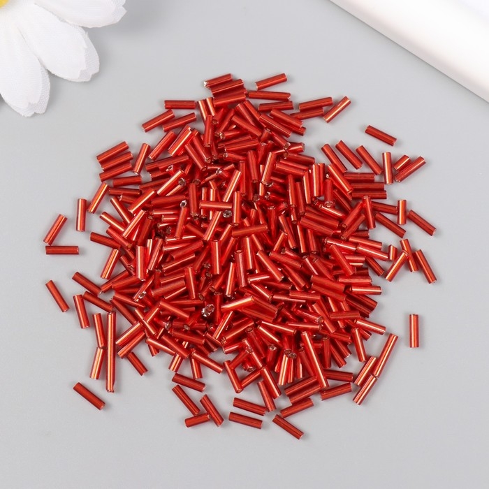 Стеклярус стекло 3&rdquo; "Красный" металлик набор 20 гр