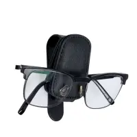 Держатель для очков автомобильный, кожаный, черный