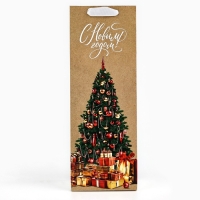 Пакет под бутылку &laquo;Новогодние подарки&raquo;, ёлка, 13 х 36 х 10 см , Новый год