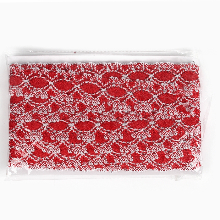 Тесьма плетёная, в рулоне 20 м., красно-белая