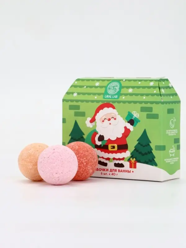 Бомбочки для ванны в домике &laquo;Дед Мороз&raquo;, набор 6 шт х 40 г, URAL LAB