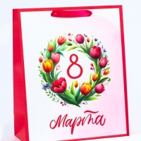 Пакет подарочный ламинированный вертикальный &laquo;Праздничный венок&raquo;, M 26 &times; 32 &times; 12 см