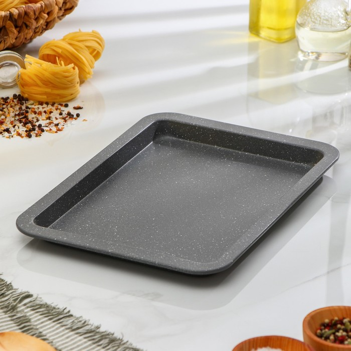 Противень Доляна &laquo;Элин Мрамор. Прямоугольник&raquo;, 33&times;23&times;2 см, антипригарное покрытие, цвет серый