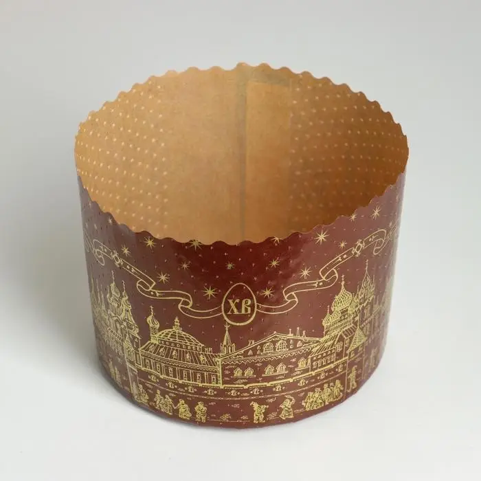 Форма бумажная для кулича "Храм золотой" 134 x 100 мм