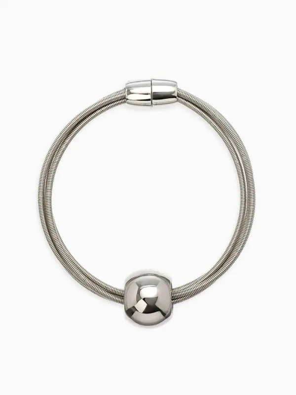 Набор 2 пред-та: колье, браслет "Бусина на нитях", цвет серебро