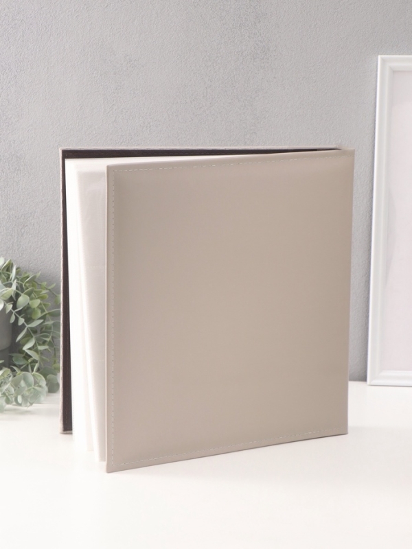 Фотоальбом на 500 фото 10х15 см "Вязаный узор" кожзам, серый, в коробке 5,5х32,5х34 см