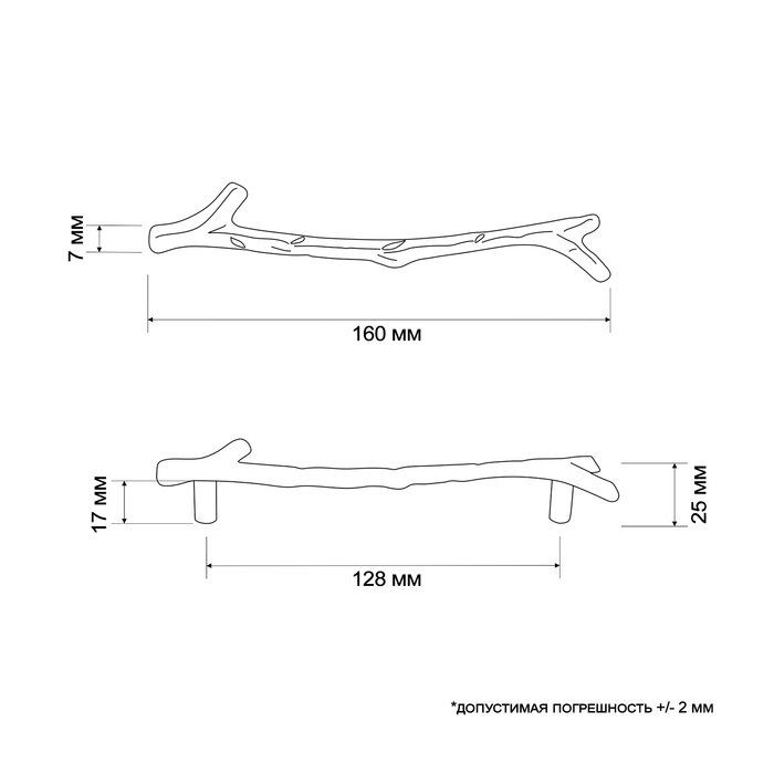 Ручка-скоба CAPPIO  "Ветка" RSC009, м/о 128 мм, цвет черный