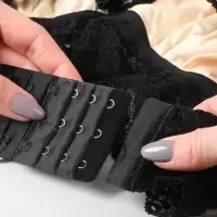 Застёжка-удлинитель для бюстгальтера, 3 ряда 3 крючка, 5&times;5.5 см, чёрная