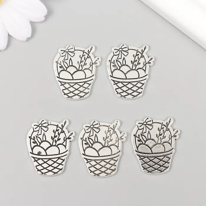 Декоративный элемент для творчества &laquo;Арт Узор. Пасхальная корзинка с вербой&raquo;, 2.5&times;2.1 см