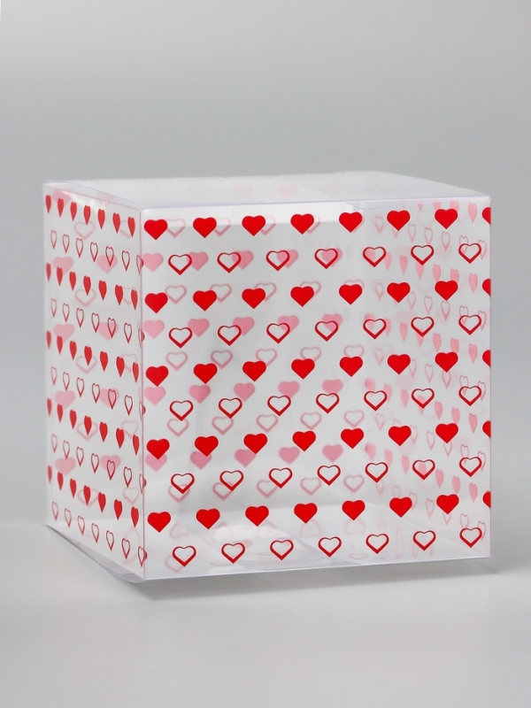 Складная коробка из PVC "Сердечки", 11 x 11 x 11 см 5шт
