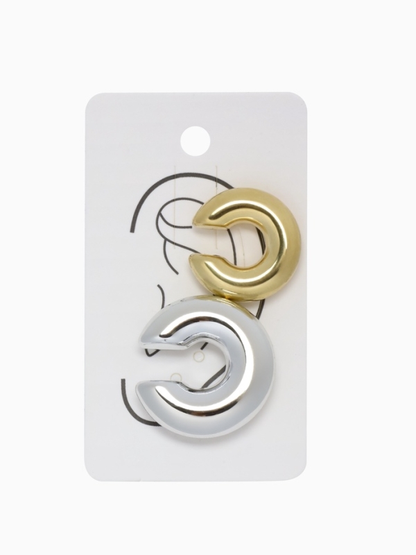Серьги &laquo;Каффы&raquo; набор 2 шт, бублики, цвет золото с серебром