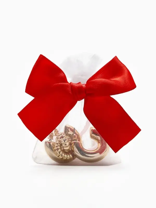 Мешочек подарочный &laquo;Бант органза&raquo;, 7&times;9 см, бело-красный