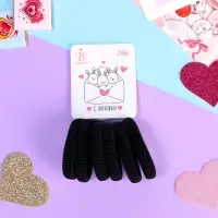 Резинки для волос &laquo;Заюшка&raquo;, набор 6 шт., письмо с любовью, 4 см, чёрные