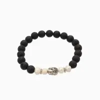 Браслет "Будда" жемчуг, лава, длина 18 см