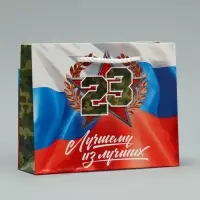Пакет подарочный ламинированный, упаковка, &laquo;С 23 февраля&raquo;, S 15 х 12 х 5.5 см