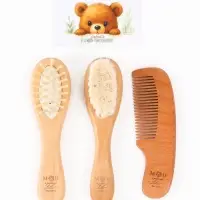 Набор деревянных расчесок детских с натуральной щетиной, 3 шт в коробке, M&B